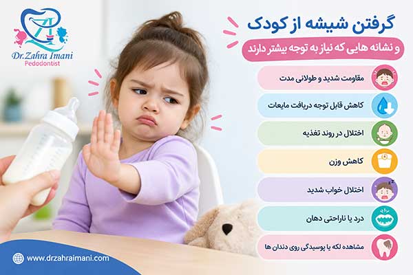 گرفتن شیشه از کودک